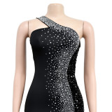 Women's Fashion Solid Color Beaded Sequin Sleeveless Maxi Dress