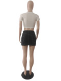 Women's Short Skirt High Stretch Solid Color Sexy Denim Skirt