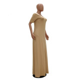 Women's Casual Pretty Color Short Sleeve Maxi Dress