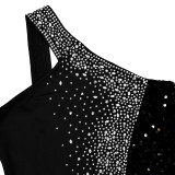 Women's Fashion Solid Color Beaded Sequin Sleeveless Maxi Dress