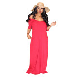 Women's Casual Pretty Color Short Sleeve Maxi Dress