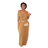 Women's Casual Pretty Color Short Sleeve Maxi Dress