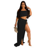 Sexy ruffled long skirt two-piece set nightclub clothes