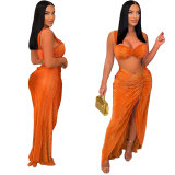 Sexy suspenders two-piece long skirt set