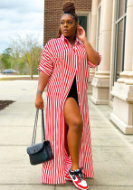 Womens Striped Shirt Long Casual Dress