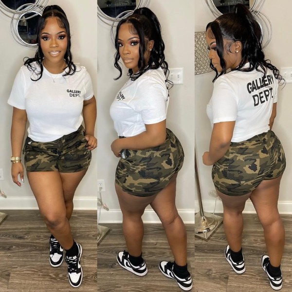 Summer Women's Camouflage Style Shorts Slim Fit