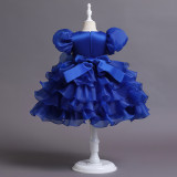 Girls Dress Princess Dress Puff Sleeve Sequins Puff Mesh Skirt Children's Day Dance Costume