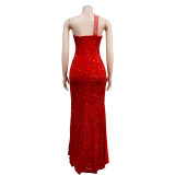 Women's Fashion Solid Color Beaded Sequin Sleeveless Maxi Dress