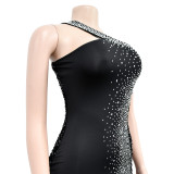 Women's Fashion Solid Color Beaded Sequin Sleeveless Maxi Dress