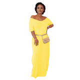 Women's Casual Pretty Color Short Sleeve Maxi Dress