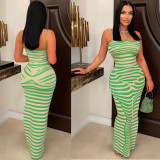 Women Ribbed Print Maxi Dress