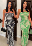 Women Ribbed Print Maxi Dress