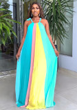 Women Sleeveless Backless Loose Pleated Dress