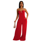 Women Solid Lacey Wide Leg Jumpsuit
