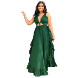 Women Sexy Backless Ruffled Slip Dress