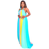 Women Sleeveless Backless Loose Pleated Dress