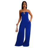 Women Solid Lacey Wide Leg Jumpsuit