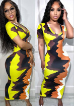 Summer Women Print Tie Dye Long Dress