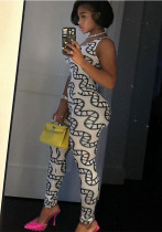 Summer Women Sleeveless Print Sports Jumpsuit Summer Women Sleeveless Print Sports Jumpsuit