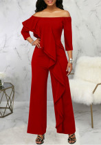 Women Sexy Off Shoulder Ruffle Jumpsuit Women Sexy Off Shoulder Ruffle Jumpsuit