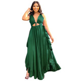 Women Sexy Backless Ruffled Slip Dress