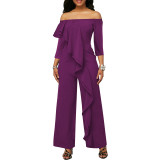 Women Sexy Off Shoulder Ruffle Jumpsuit