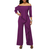 Women Sexy Off Shoulder Ruffle Jumpsuit