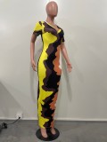 Summer Women Print Tie Dye Long Dress