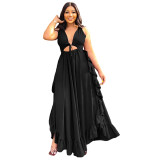 Women Sexy Backless Ruffled Slip Dress