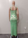 Women Ribbed Print Maxi Dress