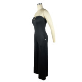 Women Solid Lacey Wide Leg Jumpsuit