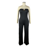 Women Solid Lacey Wide Leg Jumpsuit