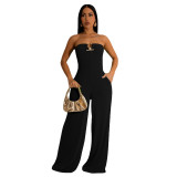 Women Solid Lacey Wide Leg Jumpsuit