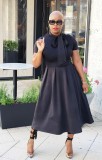 plus size Women Casual Pocket Short Sleeve Dress