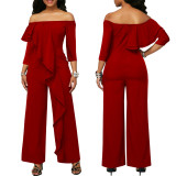 Women Sexy Off Shoulder Ruffle Jumpsuit