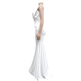 Women Solid V-Neck Sleeveless Pleated Maxi Dress