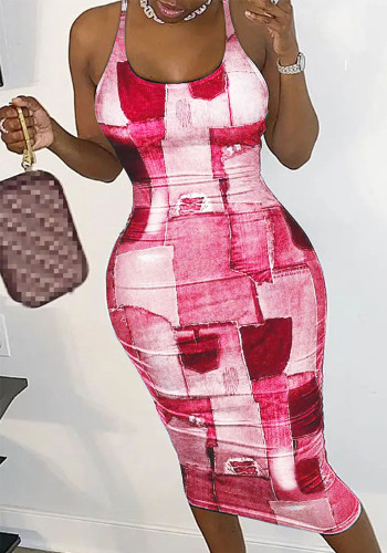 cute print batch printing mesh dress