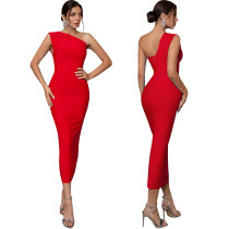 Sexy solid color one shoulder women's dress Sexy solid color one shoulder women's dress
