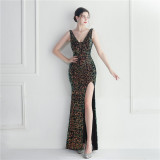 Iridescent Sequins Prom Party Long Dress Evening Gown