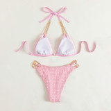 Bikini Sexy Chain Swimsuit Summer Lace-Up Low Back Two Pieces Set