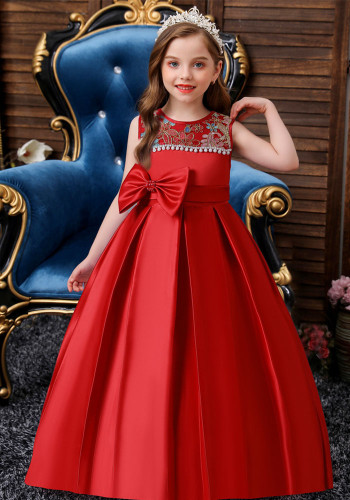Girls High End Dress Long Skirt Flower Girl Wedding Mesh Skirt Party Piano Costume Tutu Skirt