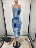 cute print batch printing mesh dress