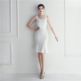 Short beaded bridesmaid exhibition etiquette short dress