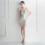 Sequin Dress Bridesmaid Celebration Sexy Sling Bodycon Short Dress