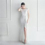 Ruffle Beading Gala Dinner Show Long Sequined Dress