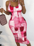 cute print batch printing mesh dress