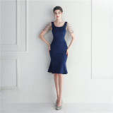 Short beaded bridesmaid exhibition etiquette short dress