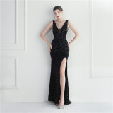 Iridescent Sequins Prom Party Long Dress Evening Gown