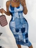 cute print batch printing mesh dress