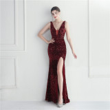 Iridescent Sequins Prom Party Long Dress Evening Gown